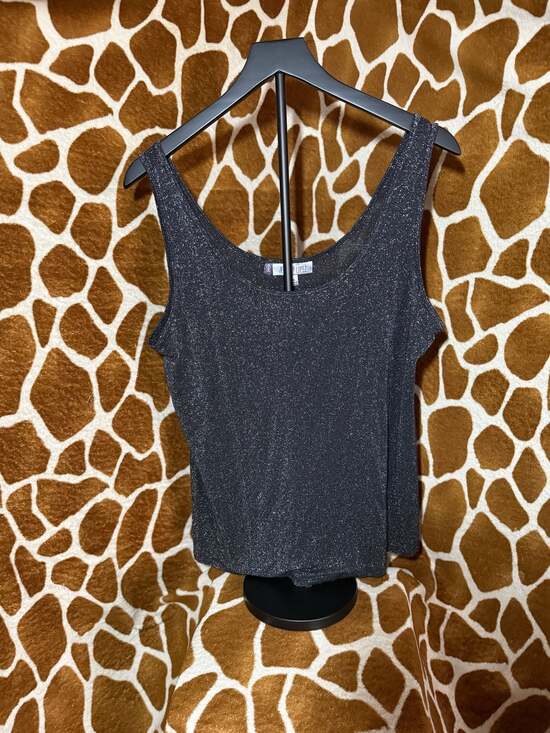 Jennifer Lopez Tops - Jennifer Lopez Black Metallic Shimmer Scoop Neck Tank Top, Size XL